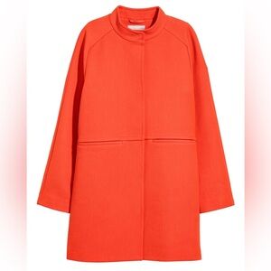 H&M HM Woman’s Short wool-blend Trench Dress Coat Bright red/Orange Sz 8 women’s